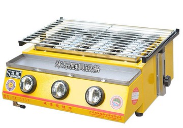 雙馳正品SC-J333 三頭噴涂燒烤爐環保燒烤爐 無煙燃氣燒烤爐