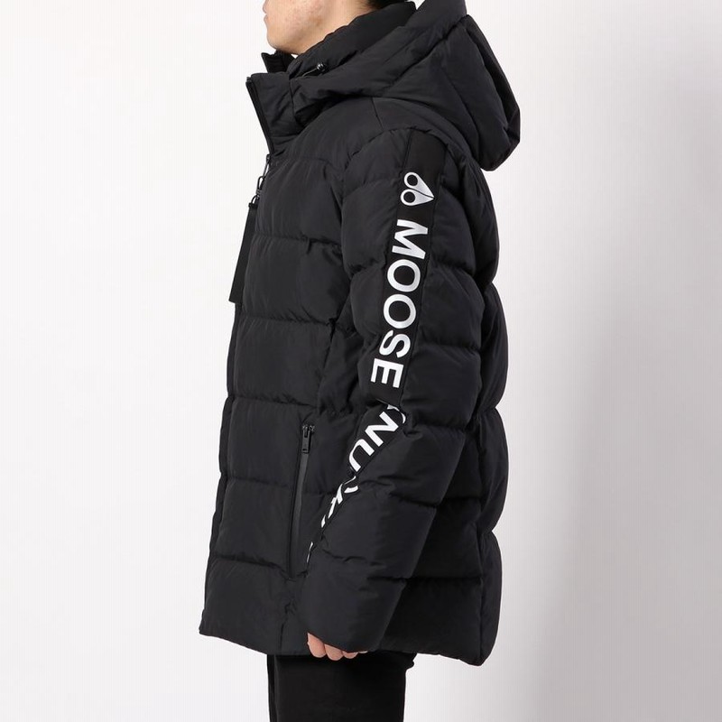 MOOSE KNUCKLES ムースナックルズ ダウンジャケット NAUFRAGE JACKET M31MJ153 メンズ フーデッド ブルゾン  ロゴテープ 292 BLACK | LINEショッピング