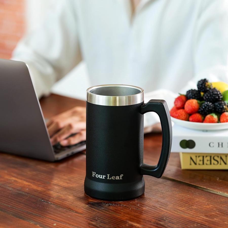 Four Leaf Beer Mug with Handle 24 Oz Mug Vacuum Insulated  Stainless Steel Insulated Coffee Mug  Beer Stein  Beer Cup  Travel Mug  Coffee Tumbl