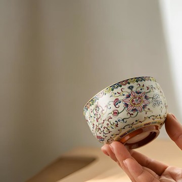臺灣/免運✨茶杯  主人杯  主人杯男士 高檔次汝瓷琺琅五彩纏枝蓮陶瓷茶杯豪華便宜外貿高檔主人杯