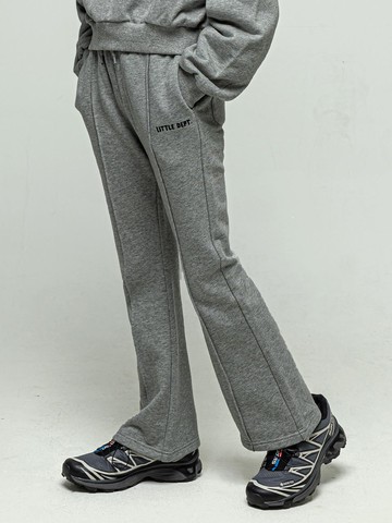 Front Pintuck Boot-Cut Cotton Pants [Grey]