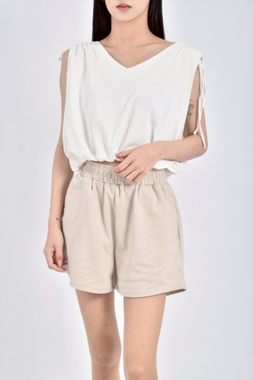 (L) 【唐玲私服】xmy質感抽繩無袖白色上衣