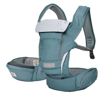 【贈可愛安撫巾-1/31止】韓國 Pognae No5+ Light輕量型機能揹帶-湖水綠 幼兒背巾|腰凳揹巾