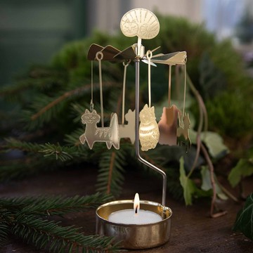 Lisa Larson 金色貓咪旋轉燭座