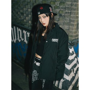 雙頭燕EKHLAS刺青師WILL西海岸花體字紋身刺繡間棉重磅教練夾克