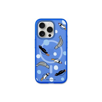 RHINOSHIELD iPhone 15/Plus/Pro/Max JellyTint MagSafe兼容 磁吸透明防摔手機殼｜Pingu企鵝家族-一起游泳