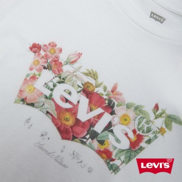Levis 女款 短袖T恤 春日花草Logo 白