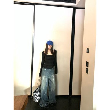 Skk Store 花漾心結 天絲羊毛純欲風針織U領長袖打底衫辣妹T恤女