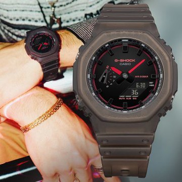 CASIO 卡西歐 G-SHOCK 煙霧光影 霓虹點綴 霧面半透明 八角形雙顯錶 送禮 禮物 推薦 GA-2100K-5A