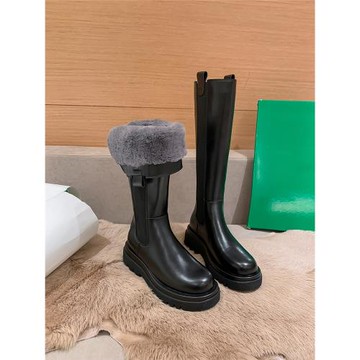 2024秋冬新款雪地靴女皮毛一體厚底增高加絨加厚長靴保暖高筒棉靴