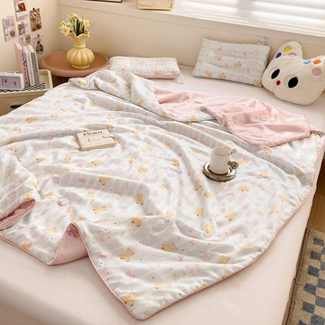 100%萊賽爾涼感被 150*200CM(大童/成人) 整張棉填充(超柔型)  小(150 x 120cm)  藍條領結熊