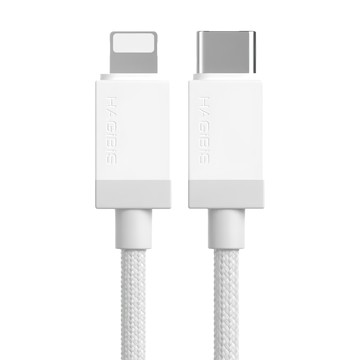 HAGiBiS 海備思 多彩編織 Type-C-Lightning 30W快充線 100CM  白色  1條