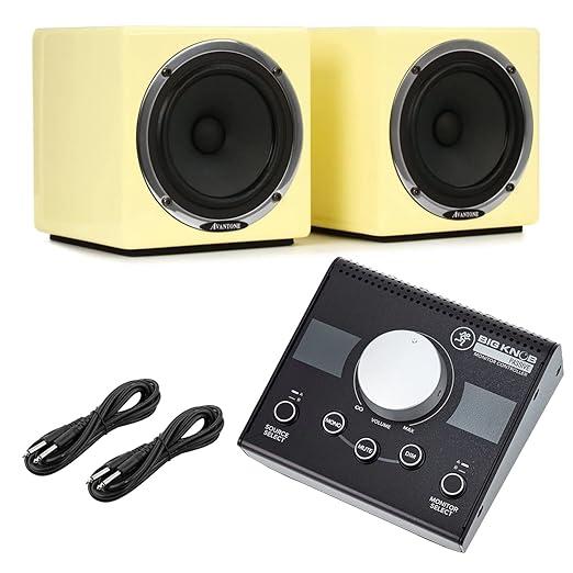 Avantone Pro Active MixCubes Pair (Cream), Mackie Big Knob Passive, (2) Cables Bundle