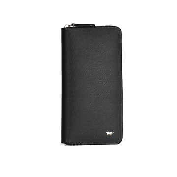 BRAUN BUFFEL 台灣總代理 羅根-A 24卡全開拉鍊長夾-黑色/BF569-305-BK