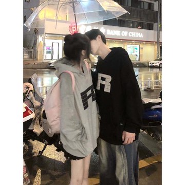 100%重磅純棉美式復古潮流情侶連帽衛衣男生秋冬款設計感小眾外套