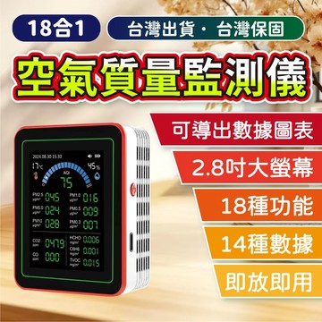🌟隔日到貨🌟 空氣品質檢測儀 18合1檢測儀 PM2.5 一氧化碳 甲醛 溫度 TVOC 濕度 二氧化碳檢測 空氣偵測器