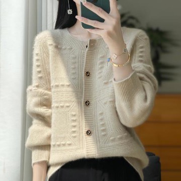 商場同款羊毛衫女100純羊毛秋冬2025新款GD寬松針織開衫外套毛衣