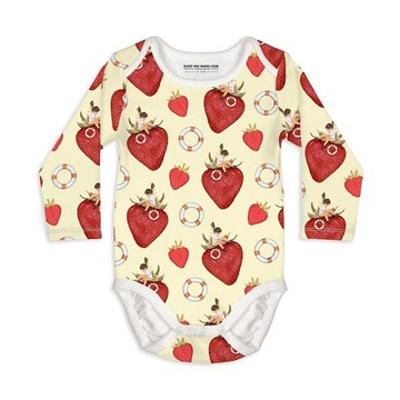 英國 SLEEP NO MORE - 100% 有機棉長袖包屁衣-草莓 (1.5-2 Y)