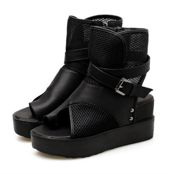 【Taroko】希臘度假舒適透氣網布羅馬涼靴鞋