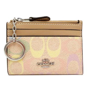 COACH 經典C LOGO悠遊卡夾/鑰匙圈/零錢包(淺粉/米膚)