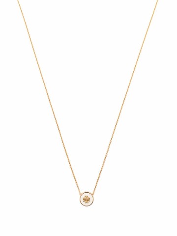 Tory Burch - logo pendant necklace - women - Brass/Enamel - One Size - Gold