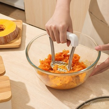 🛒臺灣24h🌳廚房土豆泥壓泥器用品嬰兒寶寶輔食搗泥神器搗碎器水果按壓碾壓器