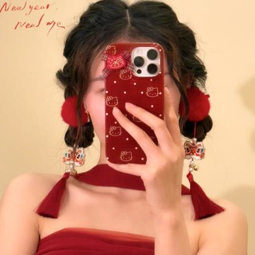 新年漢服發飾紅色喜慶對夾女醒獅秋冬毛絨流蘇發夾2026馬年頭飾