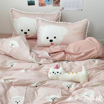 Hello!比熊 40支純棉床組 純棉寢具 純棉床包 雙人床包 居家床包 床組 床包 床單