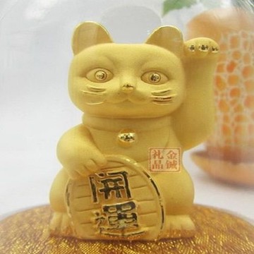 [協貿國際]   絨沙金招財貓擺件