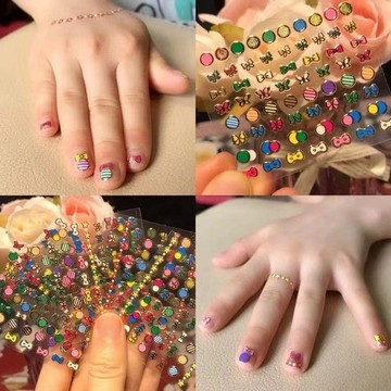 🎀biubiu童裝🎀兒童可愛卡通小兔指甲貼公主寶寶防水美甲貼花小孩玩具夜光貼紙