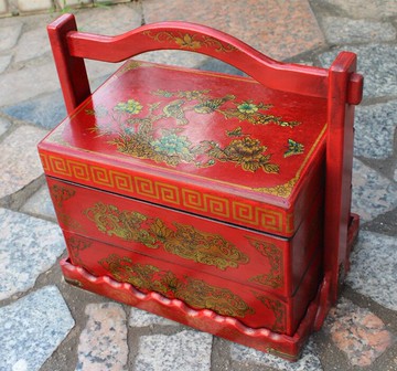 仿古首飾盒懷舊食盒古代手提籃婚慶禮品復古糖果盒創意點心食盒