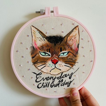 貓咪系列 02  羊毛氈 刺繡 家居 掛牆 擺設