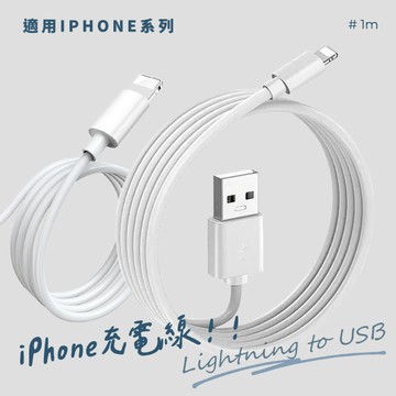 iPhone充電線 適用 IPhone 充電 ipad 數據線 快充 USB 充電線 一米 100CM 白線