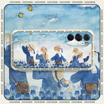 郊游小分隊摩托羅拉X30手機殼motoedges30油畫全包防摔eagex30液態硅膠卡通文藝高級感s30簡約創意保護套