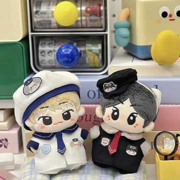 台灣出貨 10cm娃衣 棉花娃娃10cm小狗警官娃衣套裝毛絨可愛換裝睡衣公仔娃娃衣服