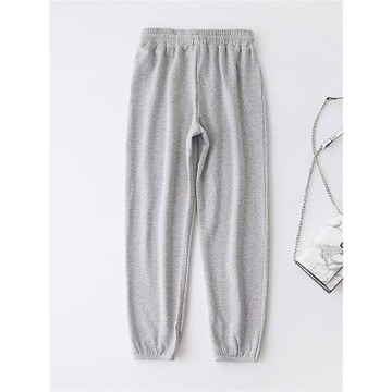 真絲加絨衛褲女瑜珈褲灰色運動褲子抽繩束腳褲百搭休閑褲哈倫褲