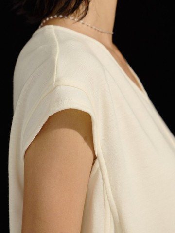 SIEZEN_001_米白毛料小V領連袖上衣