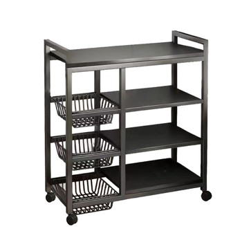 【品樂生活】四板三籃KC電器置物架KC8032-4BK/推車/廚房架/書架/玩具架/置物架/收納架