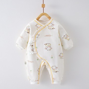 新生兒夾棉衣服春秋冬季初生嬰兒連體衣80g棉寶寶蝴蝶衣鑫弘-萌寶童裝可開發票