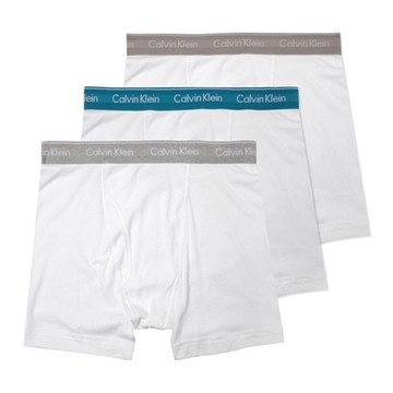 CK 經典長版文字貼身四角內褲三件組-白色