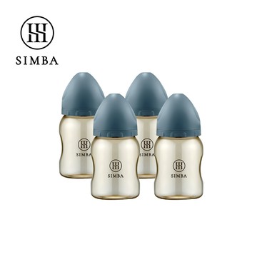 Simba 小獅王辛巴 - 蘊蜜鉑金PPSU寬口防脹氣奶瓶4支組(200ml)-新生適用-波藍