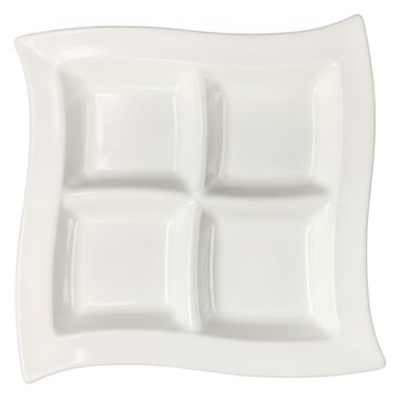 TATUNG 大同磁器 四格方形浪盤 強化餐用  乳白色  1個