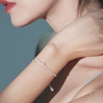 盼 | 粉水晶 S925純銀 | 天然石輕珠寶手鍊