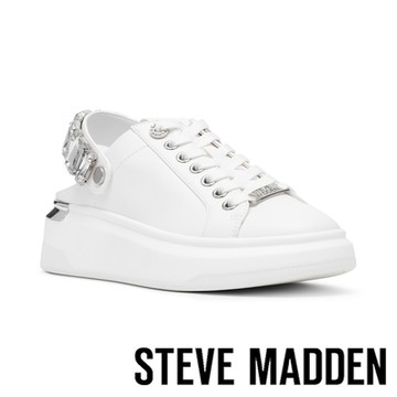 STEVE MADDEN-GALEXI 方鑽綁帶休閒涼拖鞋-白色