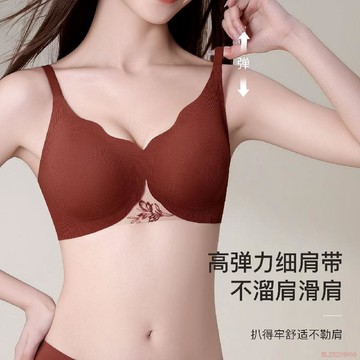 桃園出貨✨無痕軟支撐文胸女夏季薄款無鋼圈聚攏收副乳美背隱形蕾絲刺繡內衣