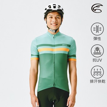 ADISI 男抗UV快乾短袖自行車衣ABL2192204｜灰綠色