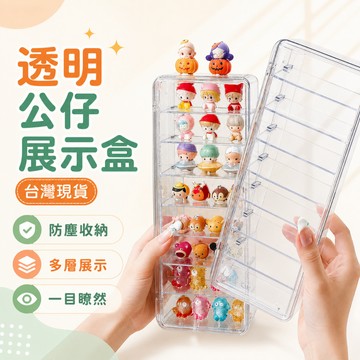 🔥台灣現貨🔥透明公仔展示盒 多層防塵收納櫃 盲盒模型積木陳列架 桌面小物整理盒 壓克力透明展示櫃 可愛萌粒收納盒