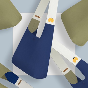 【 生日禮物 x 雙面可用 】蜜大腿 x 手感夾心撞色帆布包－藍莓