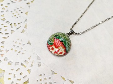 圓形項鍊頸鍊 日本友禪紙 和紙(獨一商品)GL02-003