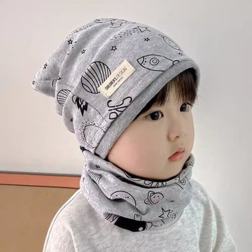 兒童寶寶帽子秋冬雙層純棉男童女童保暖護耳嬰兒套頭帽可愛堆堆帽